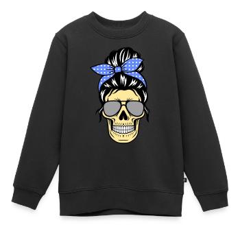 Totenkopf - Frau mit Sonnenbrille, retro - Kinder Premium Organic Sweatshirt - Schwarz - Vorne - AI Model Kid Female (0cm)