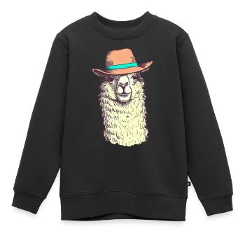 Lustiges Hut-Lama - Kinder Premium Organic Sweatshirt - Schwarz - Vorne - AI Model Kid Female (0cm)