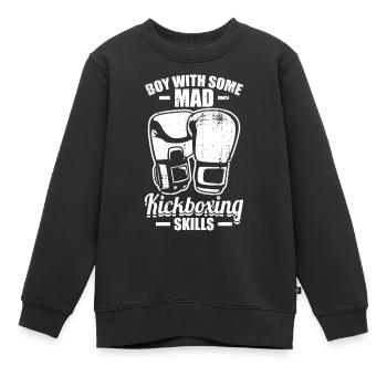 Garçon avec des compétences folles de kickboxing - Sweat Premium enfant bio - noir - Devant - AI Model Kid Female (0cm)