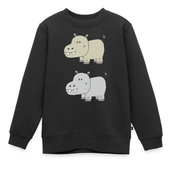 Hippopotames double - Sweat Premium enfant bio - noir - Devant - AI Model Kid Female (0cm)