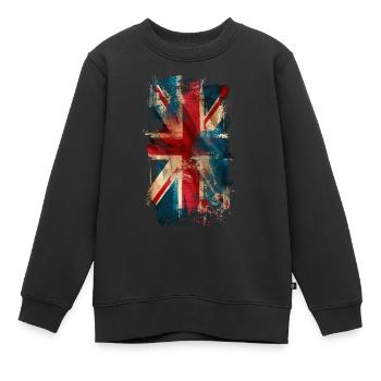 Vintage Union Jack - Sweat Premium enfant bio - noir - Devant - AI Model Kid Female (0cm)