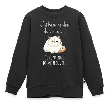 J’ai beau perdre poids il continue de me trouver - Sweat Premium enfant bio - noir - Devant - AI Model Kid Female (0cm)