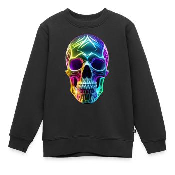 Neonfarbener Totenkopf - Kinder Premium Organic Sweatshirt - Schwarz - Vorne - AI Model Kid Female (0cm)
