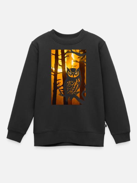 Scherenschnitt – Eule - Kinder Premium Organic Sweatshirt - Schwarz