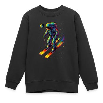 Raumfahrer auf Skiern - Kinder Premium Organic Sweatshirt - Schwarz - Vorne - AI Model Kid Female (0cm)