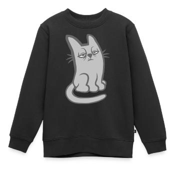 Lustige müde Katze mag keinen mürrischen Morgen - Kinder Premium Organic Sweatshirt - Schwarz - Vorne - AI Model Kid Female (0cm)