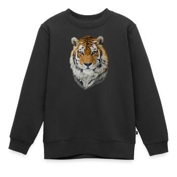 Tigre - Sweat Premium enfant bio - noir - Devant - AI Model Kid Female (0cm)