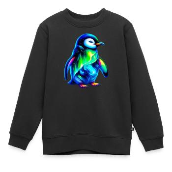 Aurora Borealis Pinguin - Kinder Premium Organic Sweatshirt - Schwarz - Vorne - AI Model Kid Female (0cm)