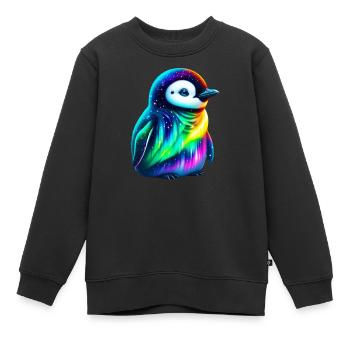 Aurora Borealis Pinguin - Kinder Premium Organic Sweatshirt - Schwarz - Vorne - AI Model Kid Female (0cm)