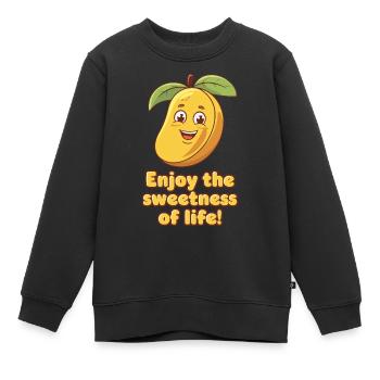 GENIESSEN SIE DIE SÜSSE DES LEBENS - Kinder Premium Organic Sweatshirt - Schwarz - Vorne - AI Model Kid Female (0cm)