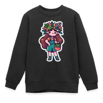 DAME DES PLANTES - Sweat Premium enfant bio - noir - Devant - AI Model Kid Female (0cm)
