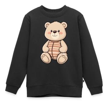 Kuscheliger Teddybär mit gestreiftem Shirt - Kinder Premium Organic Sweatshirt - Schwarz - Vorne - AI Model Kid Female (0cm)