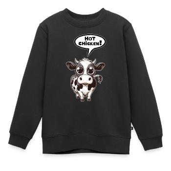 Vache bulle de dialogue Poulet chaud - Sweat Premium enfant bio - noir - Devant - AI Model Kid Female (0cm)