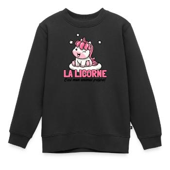 La licorne c'est mon animal préféré. - Sweat Premium enfant bio - noir - Devant - AI Model Kid Female (0cm)