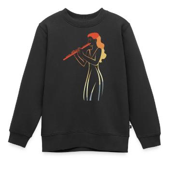 Vintage Flötenspielerin Skizze - Kinder Premium Organic Sweatshirt - Schwarz - Vorne - AI Model Kid Female (0cm)