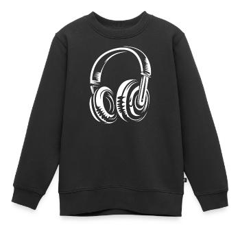 Headphones Illustration - Musicians, DJs and Beats - Kids Premium Organic Sweatshirt - black - Front - AI Model Kid Female (0cm)