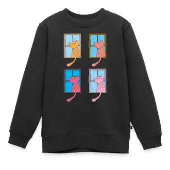 katzen am fenster bunt - Kinder Premium Organic Sweatshirt - Schwarz - Vorne - AI Model Kid Female (0cm)