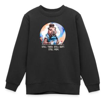 Toujours fatigué. Toujours doux. Toujours maman. Nouveau design de maman - Sweat Premium enfant bio - noir - Devant - AI Model Kid Female (0cm)