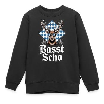 Elch Bayerischer Hirsch Sonnenbrille Basst Scho - Kinder Premium Organic Sweatshirt - Schwarz - Vorne - AI Model Kid Female (0cm)