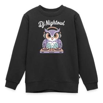 Dj Nightowl Eule Mit Kopfhörern Am Mischpult - Kinder Premium Organic Sweatshirt - Schwarz - Vorne - AI Model Kid Female (0cm)