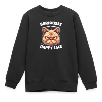 Sérieusement, c’est mon chat au visage heureux - Sweat Premium enfant bio - noir - Devant - AI Model Kid Female (0cm)