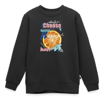 Collage de joie orange - Sweat Premium enfant bio - noir - Devant - AI Model Kid Female (0cm)