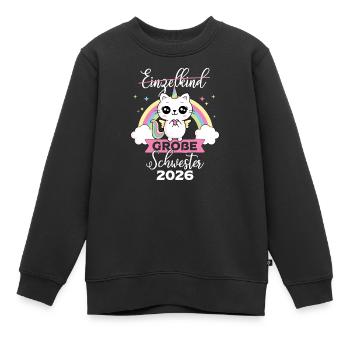 Einzelkind Große Schwester 2026 Schwangerschaft  - Kinder Premium Organic Sweatshirt - Schwarz - Vorne - AI Model Kid Female (0cm)