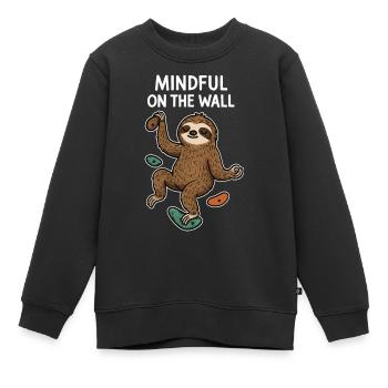 Attentif sur le mur – Paresseux zen sur le mur - Sweat Premium enfant bio - noir - Devant - AI Model Kid Female (0cm)