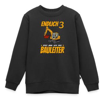 Kinder 3. Geburtstag Bagger  - Kinder Premium Organic Sweatshirt - Schwarz - Vorne - AI Model Kid Female (0cm)