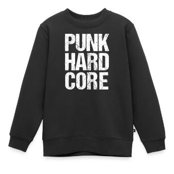 Typographie punk hardcore dégradée - Sweat Premium enfant bio - noir - Devant - AI Model Kid Female (0cm)