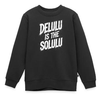 Delulu est le Solulu - Sweat Premium enfant bio - noir - Devant - AI Model Kid Female (0cm)