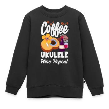 Designs et expressions amusantes de ukulélé - Sweat Premium enfant bio - noir - Devant - AI Model Kid Female (0cm)