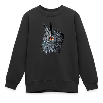 Uhu /Bubo Bubo/Eule - Kinder Premium Organic Sweatshirt - Schwarz - Vorne - AI Model Kid Female (0cm)