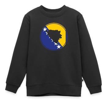 Bosnien Herzegowina Karte Balkan Bosnische Flagge - Kinder Premium Organic Sweatshirt - Schwarz - Vorne - AI Model Kid Female (0cm)