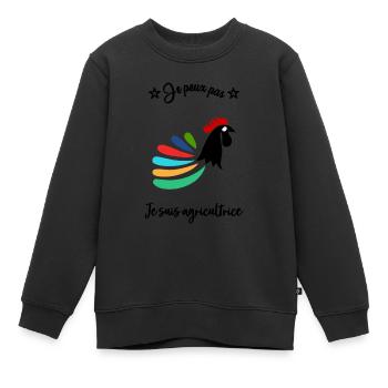 FARMER. FARMER. AGRICULTURE. FIRM - Kids Premium Organic Sweatshirt - black - Front - AI Model Kid Female (0cm)