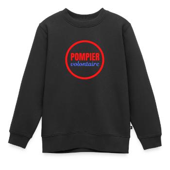 POMPIER Volontaire (Cercle) - Sweat Premium enfant bio - noir - Devant - AI Model Kid Female (0cm)
