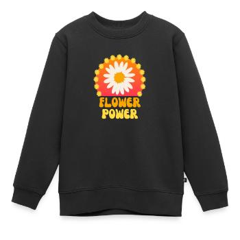 Flower Power Pâquerette Géante 60 s 70 s - Sweat Premium enfant bio - noir - Devant - AI Model Kid Female (0cm)
