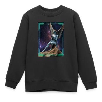 Schutzengel 2.0 - Kinder Premium Organic Sweatshirt - Schwarz - Vorne - AI Model Kid Female (0cm)