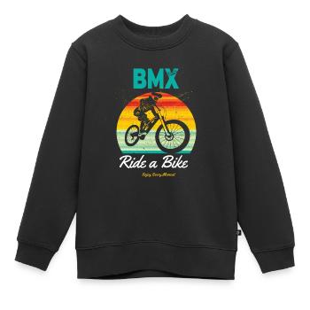 BMX ride a bike. Idée Cadeau garçon - Sweat Premium enfant bio - noir - Devant - AI Model Kid Female (0cm)