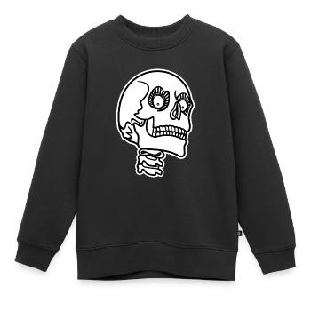 Crâne effrayant Crâne Crâne Squelette Crâne d’Halloween Crâne - Sweat Premium enfant bio - noir - Devant - AI Model Kid Female (0cm)