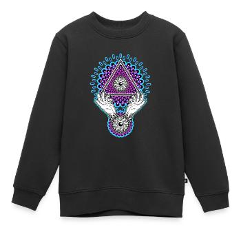 Néon Illuminati Pyramide 23 avec Aura, Lumière Noire - Sweat Premium enfant bio - noir - Devant - AI Model Kid Female (0cm)