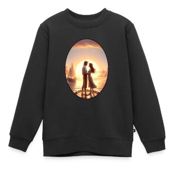 Romantik im Sonnenuntergang Gross - Kinder Premium Organic Sweatshirt - Schwarz - Vorne - AI Model Kid Female (0cm)