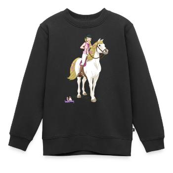 Inséde Horse Club Sofia & Blossom Pose - Sweat Premium enfant bio - noir - Devant - AI Model Kid Female (0cm)