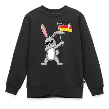 Dabbing Rabbit mit Frauenfußball Deutschlandfahne - Kinder Premium Organic Sweatshirt - Schwarz - Vorne - AI Model Kid Female (0cm)