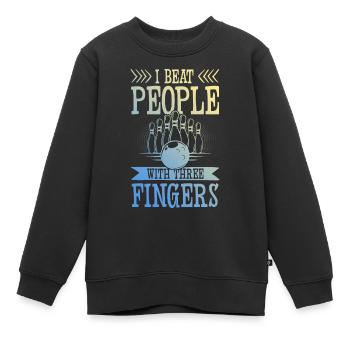 Bowling drôle de dicton - Sweat Premium enfant bio - noir - Devant - AI Model Kid Female (0cm)