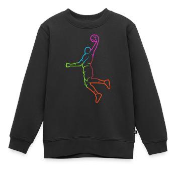 Basketballer Silhouette Bunt Basketballspieler - Kinder Premium Organic Sweatshirt - Schwarz - Vorne - AI Model Kid Female (0cm)