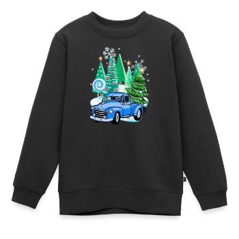 Impression de Noël Pick-Up d’hiver - Sweat Premium enfant bio - noir - Devant - AI Model Kid Female (0cm)