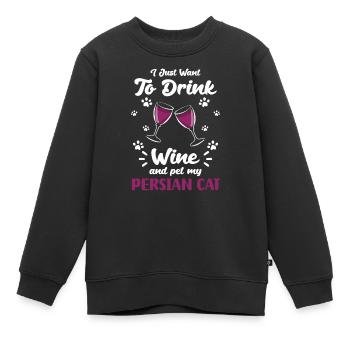 Perser Katze Katzendame Liebe Pfote - Kinder Premium Organic Sweatshirt - Schwarz - Vorne - AI Model Kid Female (0cm)