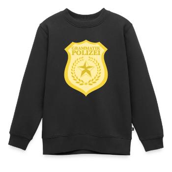 Grammatik Polizei Rechtschreibung Deutschlehrer - Kinder Premium Organic Sweatshirt - Schwarz - Vorne - AI Model Kid Female (0cm)