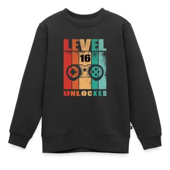 Level unlocked - Geburtstag - Kinder Premium Organic Sweatshirt - Schwarz - Vorne - AI Model Kid Female (0cm)